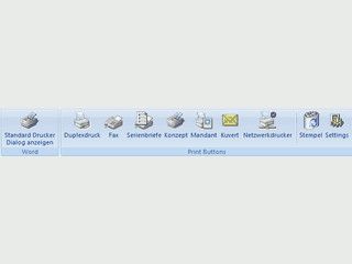 Frei definierbare Buttons um den Ausdruck von Dokumenten zu steuern.