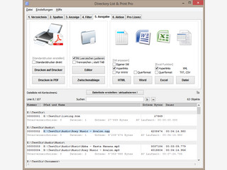 Ordnerinhalt auflisten, in Word, Excel oder HTML-Datei ausgeben und ausdrucken.