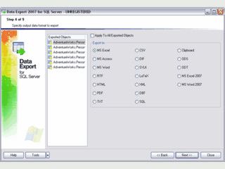 Datenexport von MS SQL Datenbanken in beliebige Formate.