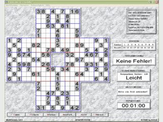 Schwere Soduko-Variante mit einem Kreuzgitter.