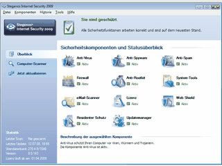 Internet Security-Suite mit AntiVirus, AntiRootkit, Firewall, AntiSpam usw.
