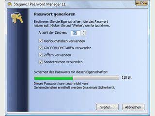 Passwortdatenbank die auch vom USB-Stick verwendet werden kann.