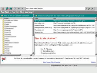 AnoNet verschleiert Ihre Identitt gegenber den Webseiten die Sie besuchen.