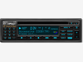 CD Player im Look eines Auto CD Players mit roter, grner und gelber Anzeige.