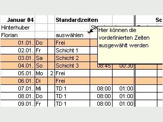 Auf MS Excel basierte Arbeitszeiterfassung fr bis zu 50 Mitarbeiter je Filliale