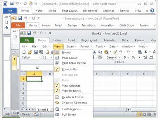 Klassische Mens und Symbolleisten in MS Office 2010