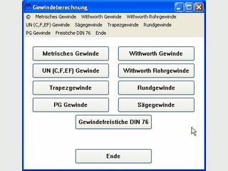 Software zum Berechnen von wichtigen Gewindegren