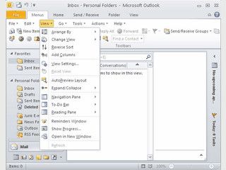 Klassische Mens im Multifunktionsleiste von Outlook 2010 zeigen