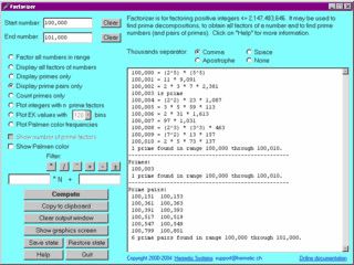 Findet Primzahlen und die Faktoren fr Zahlen bis 2.147.483.646.