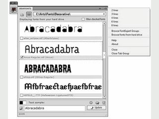 Betrachter fr Fonts der innerhalb der Adobe Creative Suite CS5 genutzt wird.