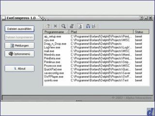 Mit ExeCompress knnen ausfhrbare Dateien sowie DLL Dateien komprimiert werden.