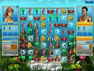 Match-3 Game in dem Fisch- und Unterwasserbilder gruppiert werden.