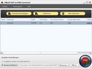 Konvertiert PDF-Dateien in das eBook-Format epub.