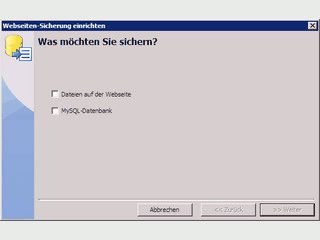 Die Sicherung fr Dateien und Datenbanken von Webseiten