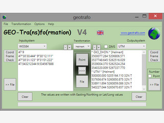 Software fr die Koordinatentransformation in Europa und Sdamerika