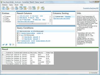 Erstellt SQL Abfragen fr ANSI SQL, MS SQL, MS Access, Oracle und MySQL.