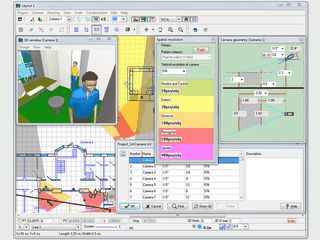 Software zur Planung des Einsatzes von berwachungskameras in Gebuden.