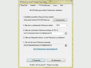Grafisches Tool mit dem Sie GnuPG Prfsummen erstellen und prfen knnen.
