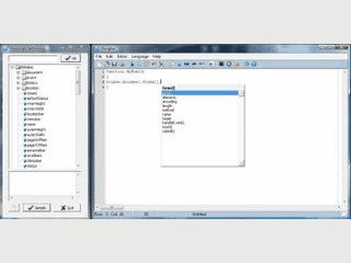 Editor fr Javascript Entwicklung mit Codevervollstndigung und Script-Referenz