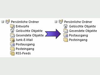 Verstecken Sie unerwnschte Outlook-Ordner, wie RSS-Feeds oder Junk-E-Mail.