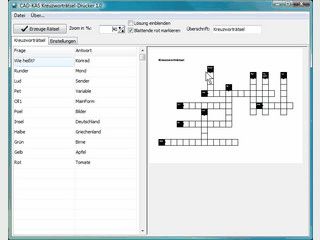 Erzeugen Sie Kreuzwortrtsel mit Ihren eigenen Fragen und Lsungen.