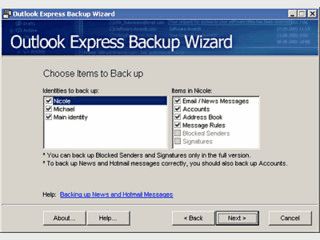 Schritt fr Schritt Sicherung von Outlook Express Daten.