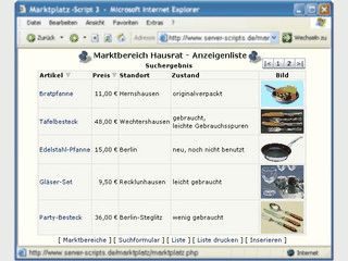 PHP-Script fr einen Kleinanzeigen-Markt auf Ihrer Webseite.