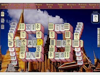 Mahjong -Spiel mit 7 Spielarten. Auch ber das Internet spielbar,