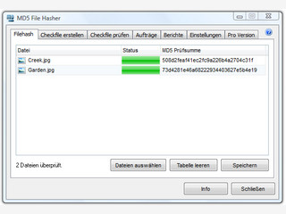 MD5 Prfsummen von Dateien erstellen, speichern und vergleichen