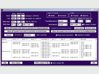Berechnet exakten Daten an denen planetarische Transite beginnen und enden.