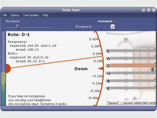 Software die Ihnen beim Stimmen einer Akkustik-Gitarre hilft.