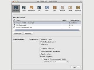 PdfGrabber (Mac) ermglicht den Export von PDF-Inhalten in verschiedene Formate.