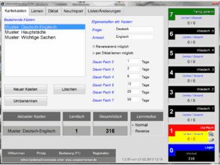 Vokabeltrainer zum schnellen und effektiven Lernen durch Wiederholung.