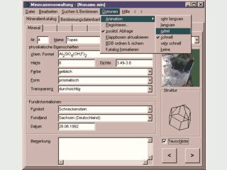 Bestimmungsdatenbank fr Mineralien mit ber 3.800 Eintrgen.