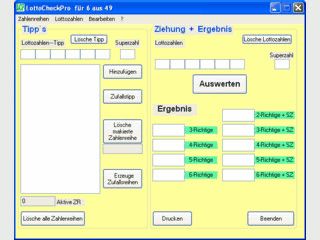 Schneller und einfacher Lottocheck (6 aus 49) fr bis zu 60.000 Zahlenreihen.