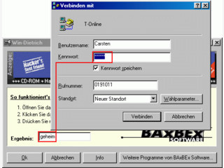 Passwrter die sich hinter **** verbergen knnen im Klartext angezeigt werden.