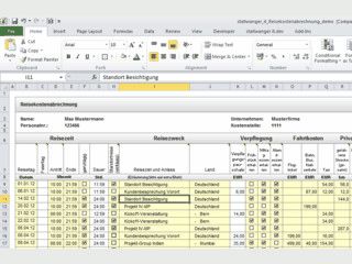 Vorlage fr die Reisekostenabrechnung beim Arbeitgeber