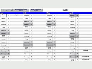 Immerwhrender Kalender auf 2 DIN A4 Blttern