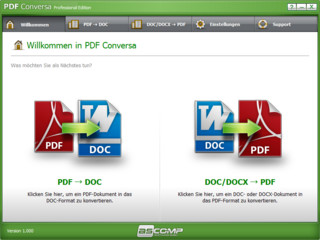 Software zur beidseitigen Konvertierung zwischen PDF und DOC/DOCX.