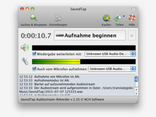 Auf Mac OS X Audio-Stream in WAV oder MP3 aufnehmen.