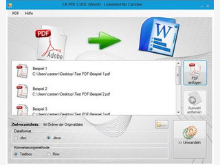 Konvertierung von PDF-Dateien in die MS Word-Formate DOC oder DOCX