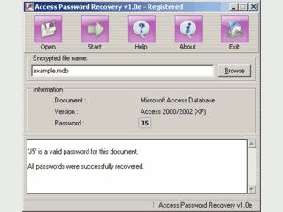 Passwort Recovery fuer MS Access Datenbanken