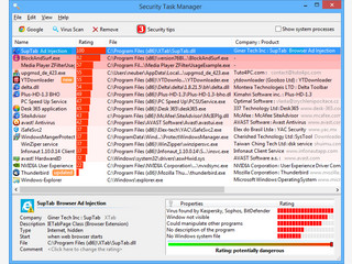 Findet und entfernt Spyware, Trojaner usw. Umfangreicher Prozessviewer