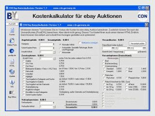 ebay Kostenkalkulator mit Versandkostenrechner und HTML TAG Übersicht.