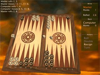 Sehr gute 3D Umsetzung von Backgammon. Singleplayer und Netzwerk