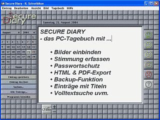 PC-Tagebuch mit Pawortschutz, Einbinden von Bildern, HTML und PDF-Export