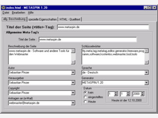 Programm zur Erstellung und Bearbeitung von Metatags und HTML-Dateien.