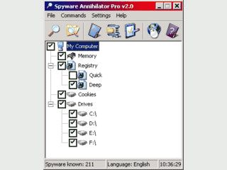 Tool zur Suche nach Spyware. Beseitigung nur in der Vollversion.